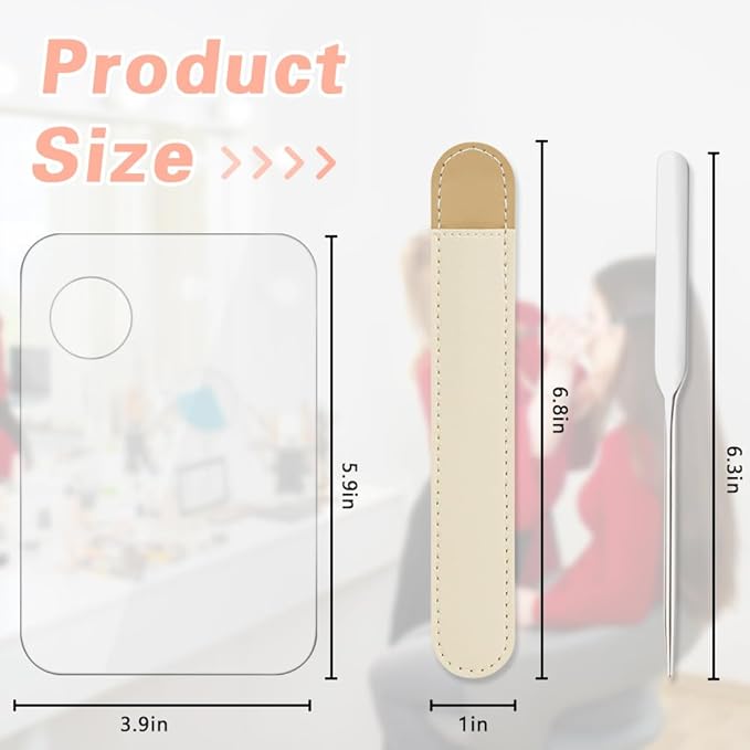 Acrylic Cosmetic Makeup Palette, Mixing Tray with Makeup Spatula&Leather Case, Professional Cosmetic Mixing Palette for Beauty Salon Mixing Eye Shadow/Lipsticks/Nail Art/Foundation