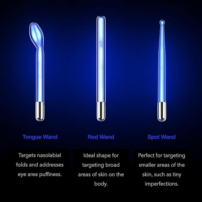 Pure Daily Care NuDerma Clinical Portable Skin Therapy Wand, Machine with 6 Fusion Neon + Argon Wands – Anti Aging - Clarifying - Skin Tightening & Radiance - Wrinkle Reducing (Pack of 2)