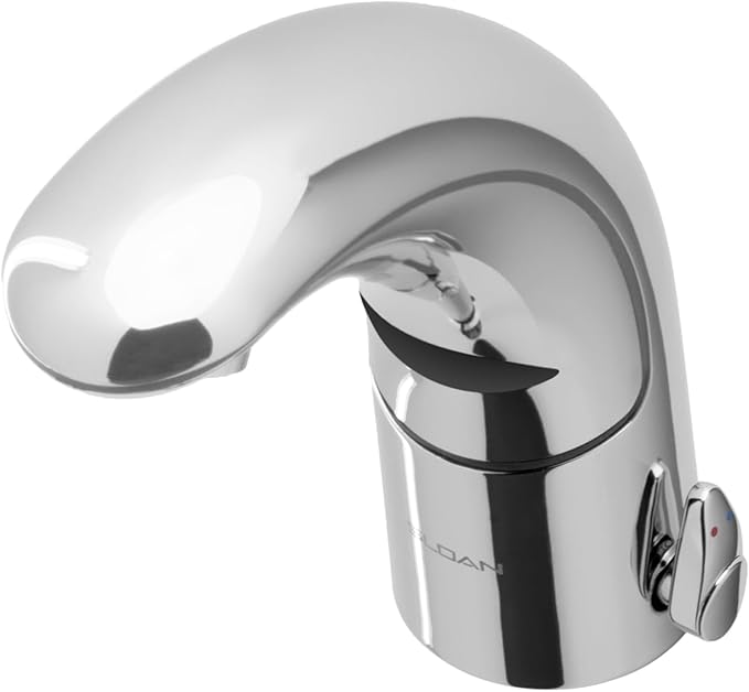 Sloan Optima EAF-150-ISM Sensor Activated Touch-Free Faucet, Commercial Grade with Mounting Hardware - 0.5 GPM Battery-Powered Deck-Mounted Mid Body, Polished Chrome Finish, 3335177