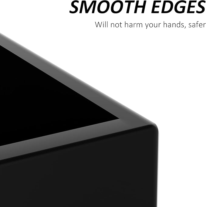 Black Acrylic Tissue Box Cover with Storage Tray ,Square Acrylic Tissue Box Holder Napkin Dispenser for Bathroom Kitchen Home Office (Black, 5.5x5.5x6.7)