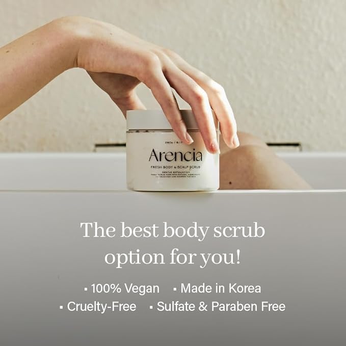 Arencia Fresh Cloud Sea Salt Body & Scalp Scrub (Pink) - Gentle Exfoliation for Softer, Refreshed Skin and Scalp, Korean Skin Care