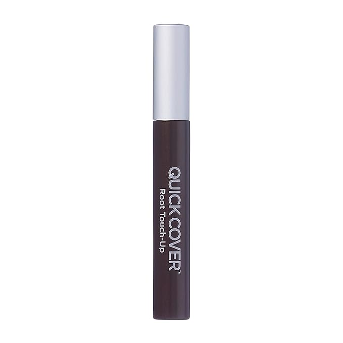 RED by KISS Quick Cover Root Touch Up Rescue (Dark Brown), Mascara Natural Water-Resistant Temporary Gray Concealer Cover Up Brush for Hair Mustache & Beard, Formulated with Jojoba Oil