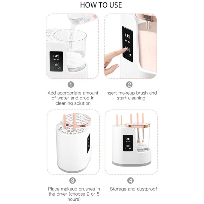 3 in 1 Electric Makeup Brush Cleaner Machine With Makeup Brush Dryer-Holder-Portable Automatic USB Cosmetic Brushes Cleaner Tool for All Brushes Sizes