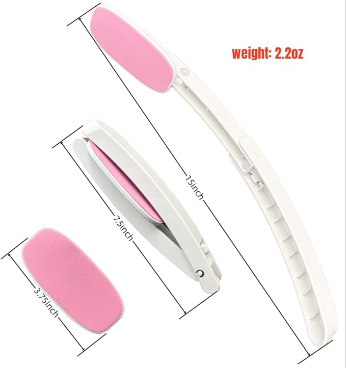 Daily Lotion Applicator for Back and Body - Self Tanner and Sunscreen Applicators for Lotion and Tanning Oils Smooth EVA Pad and Foldable Curved Handle,Easy to Carry (Pink)