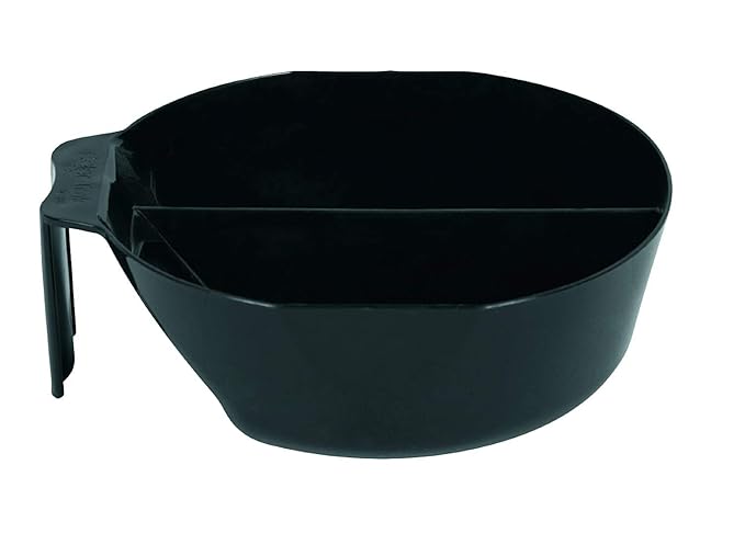 Colortrak Stackable Double Color Bowl (4 Pack), With Divider Perfect for Double Process Color, Measurement Markings Inside Bowl, Stackable for Storage, Black,