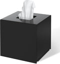 FEMELI Acrylic Tissue Box Cover Square - Matte Solid Cube Napkin Holder with Magnetic Bottom, Modern Decorative Facial Paper Dispenser for Bathroom, Bedroom, Kitchen - Black