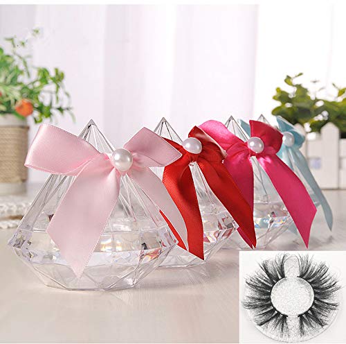 6 Pcs 25mm Clear Diamond Shape Empty False Eyelashes Packaging Box Case 3D Mink Lash Box Acrylic Eyelash Storage Box Holder with Trays Candy Gift Box DIY Makeup Lash Case for Women Girls