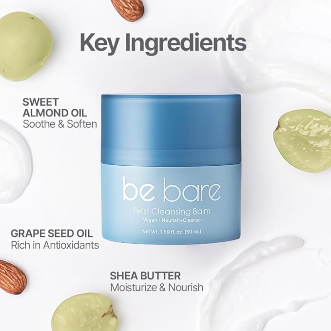 Naisture Bebare Twist Cleansing Balm with Grinding Dispenser – Korean Oil Cleanser for Waterproof Makeup Removal, Blackhead & Sebum Softener, 1.69 Fl Oz