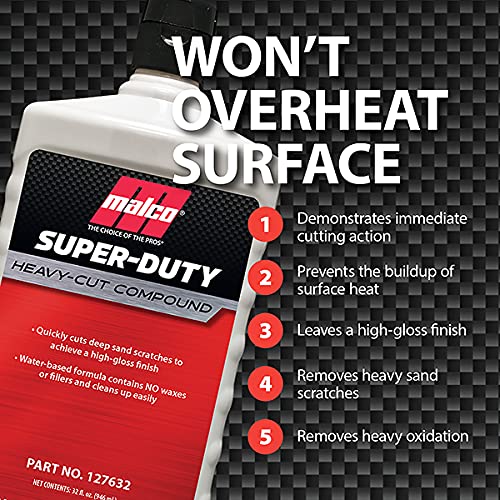 Malco Super Duty Heavy Cut Compound - Professional Cutting, Polishing and Finishing Compound/for Auto Paint Correction, Detailing and Buffing / 1 Gallon (127601)