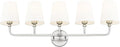 Bathroom Light Fixtures, 5 Light Brushed Nickel Vanity Lights with Flared White Fabric Shade, 35 Inch Wall Sconce, Modern Sconces Wall Lighting for Hallway Bedroom, VL837-BN-5