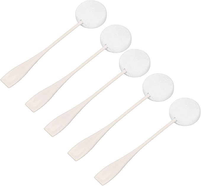 Long Handled Powder Puff, Body Lotion Applicator Water Absorption 5pcs Soft PVA Tight Skin Comfortable Hold for Home Use(White)