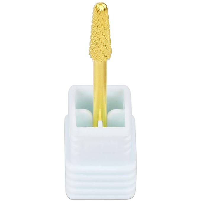 USA PANA Professional 3/32" Shank Size - Cone Shape Carbide Bit - Nail Drill Bit for Manicure Pedicure Tools Dremel Machine - Gold, Silver (Coarse, Gold)