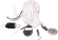 HORZE 6-Piece Easy Clean Horse Grooming Set with Convenient Storage Bag - Pink/Grey - One Size
