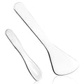 2pcs Mini Metal Makeup Spatula, Small Cosmetic Spoon 2 Shapes Tiny Eye Make up Applicator Tool Skincare Scoop Facial Massage Beauty Skin care Supplies for Mixing and Sampling Lotion Face Cream
