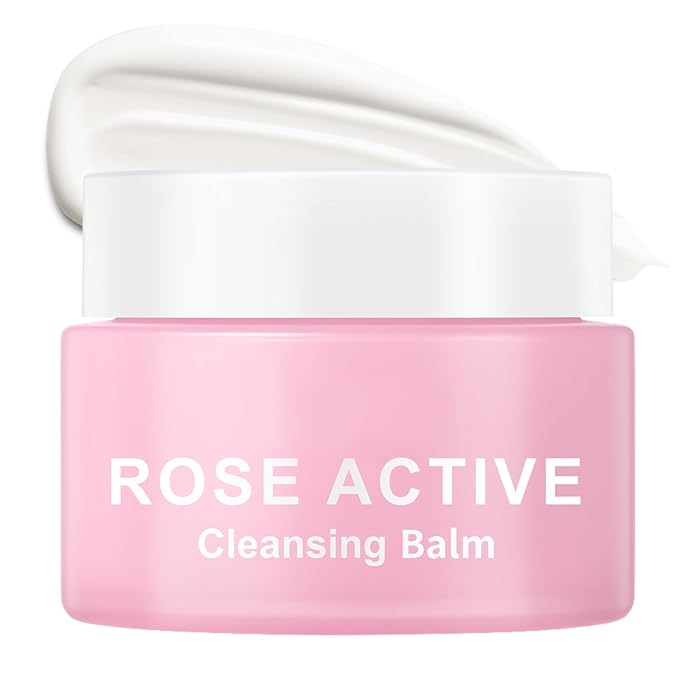 Makeup Remover & Cleansing Balm, Rose Makeup Melting Remover, Gentle and Nourishing Cleansing Balm for Eyes, Lips, Face, Sensitive Skin, Deep Cleanse & Moisturize
