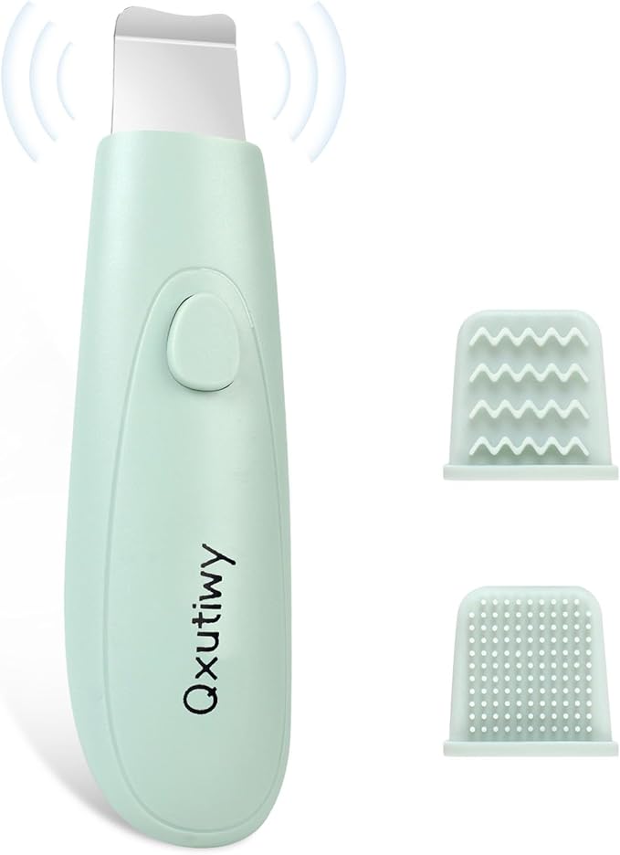 Skin Scrubber & Face Spatula - Blackhead Remover Tools, 2-in-1 Pore Cleaner Tool for Deep Cleansing, with Two Silicone Brush Head for Women and Men, Waterproof