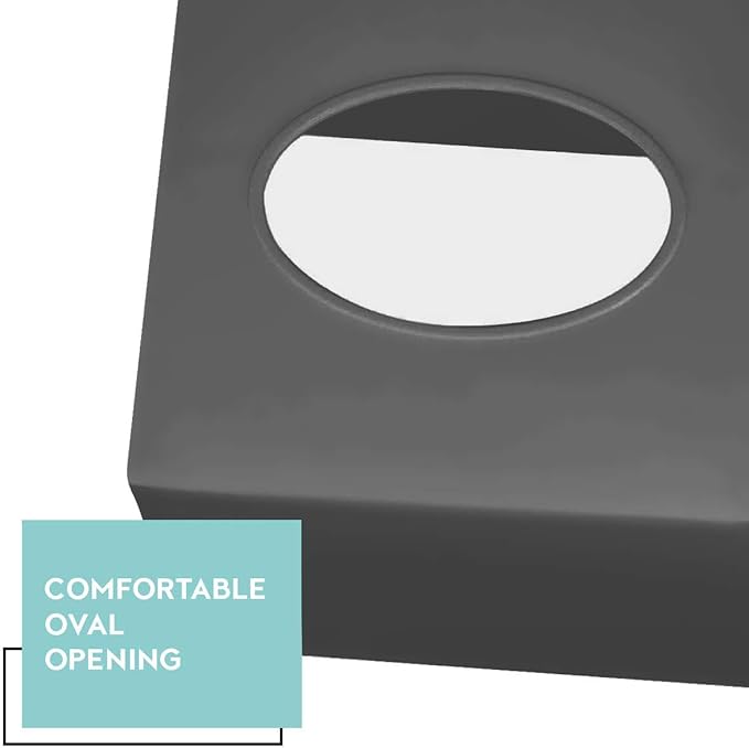 Gray Tissue Box Cover Square - Plastic Facial Tissue Box Holder Vessel Dispenser - Decorative Cube Tissue Holder for Bathroom, Vanity Countertop, Dresser, Bedroom, Office Grey Decor