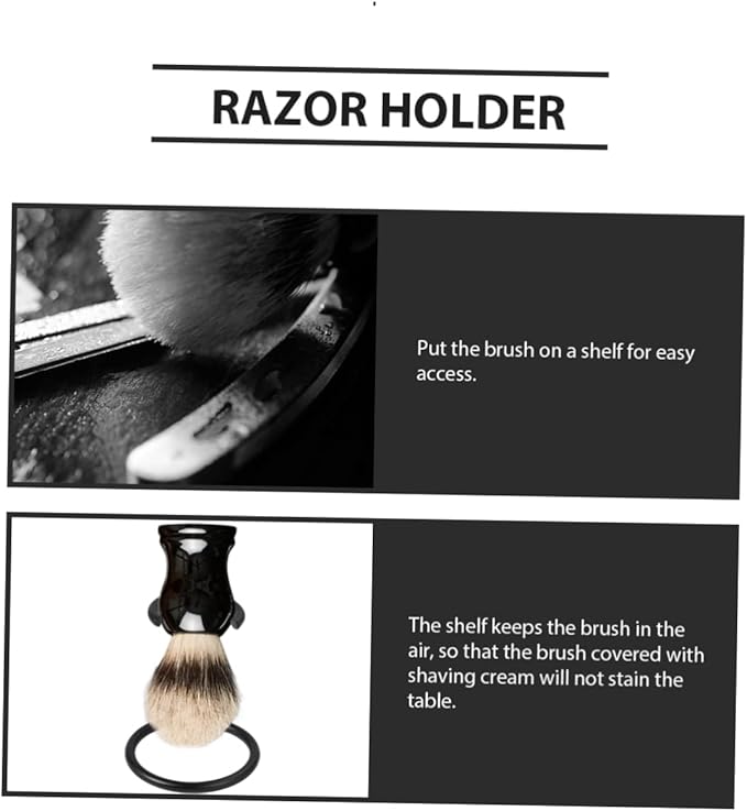 Portable Shaving Brush and Razor Holder Rack Dual Bracket Design for Soap Bowl Beauty Tool Organizer for Bathroom Home and Shop Use Black
