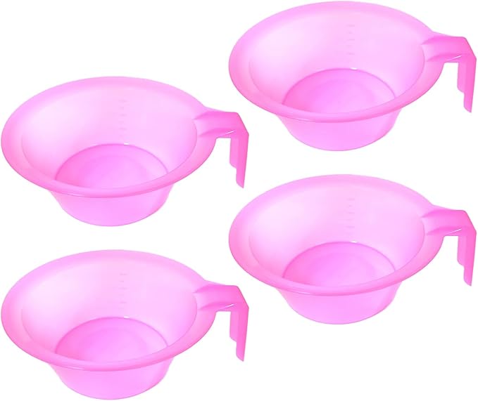 lasenersm 4 Pieces Hair Color Mixing Bowl Hair Color Bowl Hair Dye Bowl Applicator Bowl Plastic Color Mixing Tint Bowls Hair Dyeing Bowls Dyeing Coloring Tool for Home Salon Hairdressing, Pink