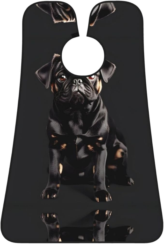 Cute Black Pug Dog-Standard-Scale-2_00x Print Beard Bib Shaving Apron, Beard Hair Trimming Cape Gift For Dad