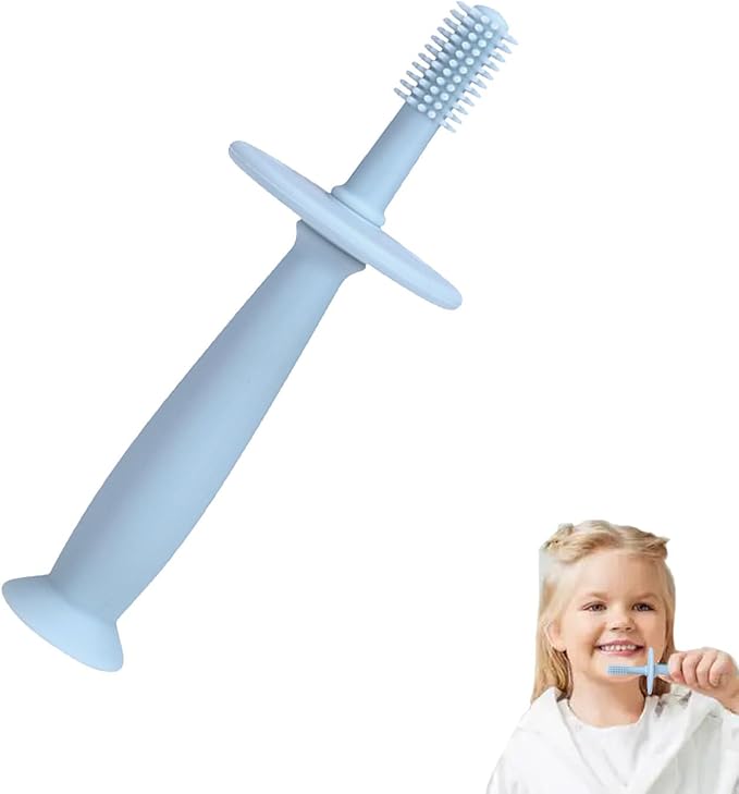 Infant Toothbrush – 360° Baby Toothbrush, Suction Base | Soft Silicone Teether, Toddler Gum Massager, Teething Pacifier Accessory, Baby Care Tool, Gentle Bristle Training Brush, Ergonomic Babys