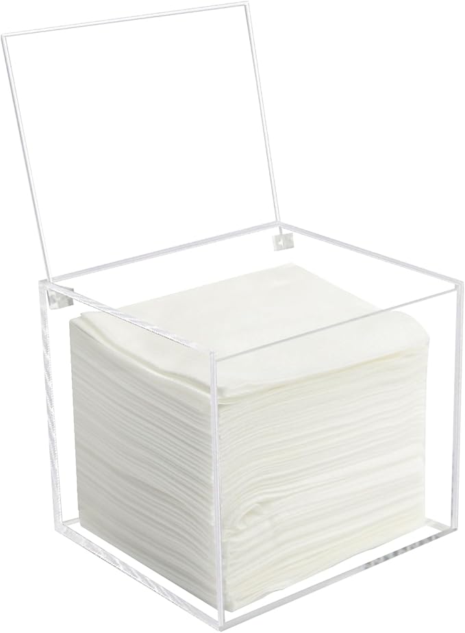 Disposable Face Towel Storage Box Compatible with Facial Towel XL, Acrylic Disposable Face Towelette Holder Container, Clear