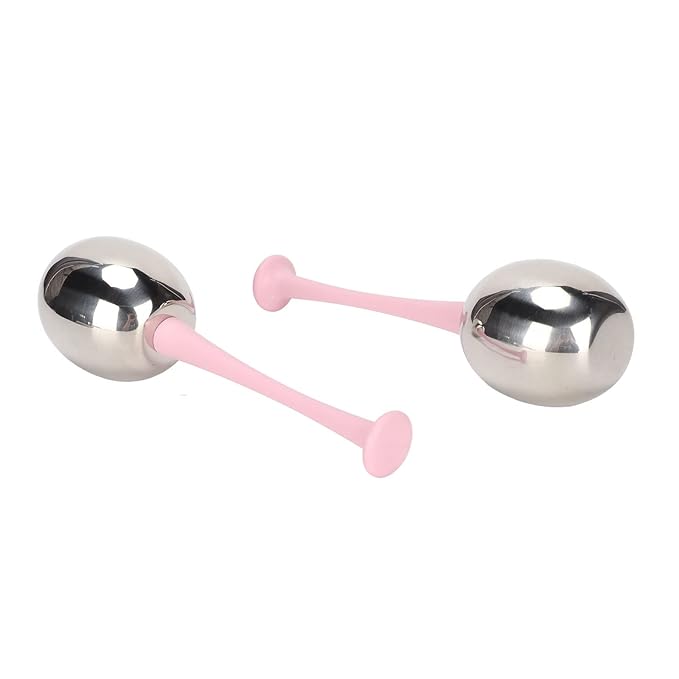 Facial Ice Globes for Face and Eyes, Stainless Steel Ice Roller Facial Massage Tool for Puffiness Dark Circles, Cooling Face Roller Skin Care Beauty Tools (Pink Handle)