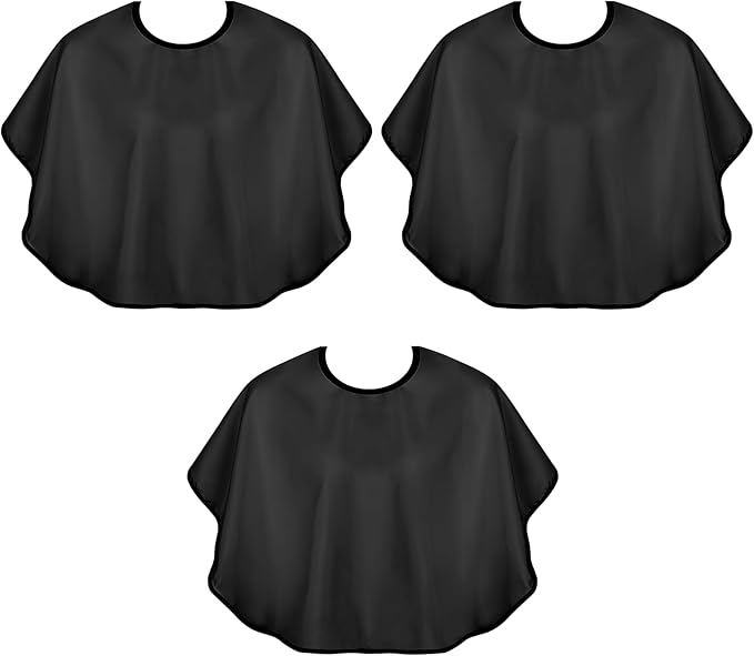 3 Pcs Makeup Capes Beauty Salon Makeup Bibs Shorty Smock for Clients Lightweight Comb-out Beard Apron Hair Dye Capes Hair Salon Shorty Cape for Makeup Artist Hair Beauty(Black)