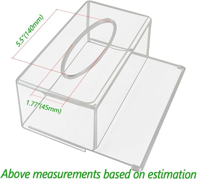 Square Clear Acrylic Tissue Box, Box Covers Rectangular, Bathroom Facial Napkin Box Holders, Table Clear Dryer Sheet Dispenser for Bathroom, Kitchen and Cars