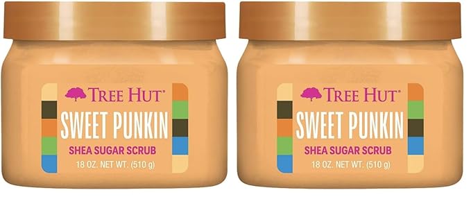 Tree Hut Shea Sugar Scrub Sweet Punkin | Exfoliating Body Scrub Removes Dead, Dry Skin for a Soft & Hydrated Feel | Nourishing Essential Body Care | 18 fl oz. (Pack of 2)