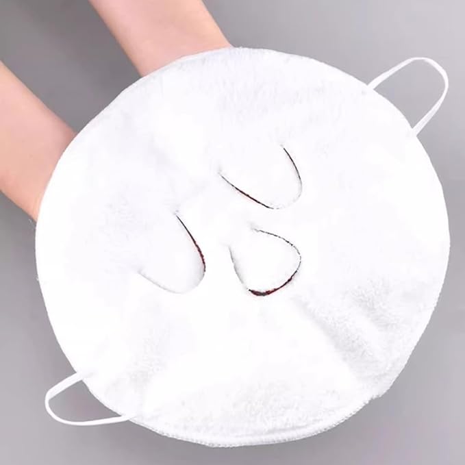 mollensiuer 4 Pieces Face Steaming Towel 3 Holes Reusable Face Towel Beauty Skin Care Towels Cold Hot Facial Steamer Towels for Skin Face Care Beauty Salons, White