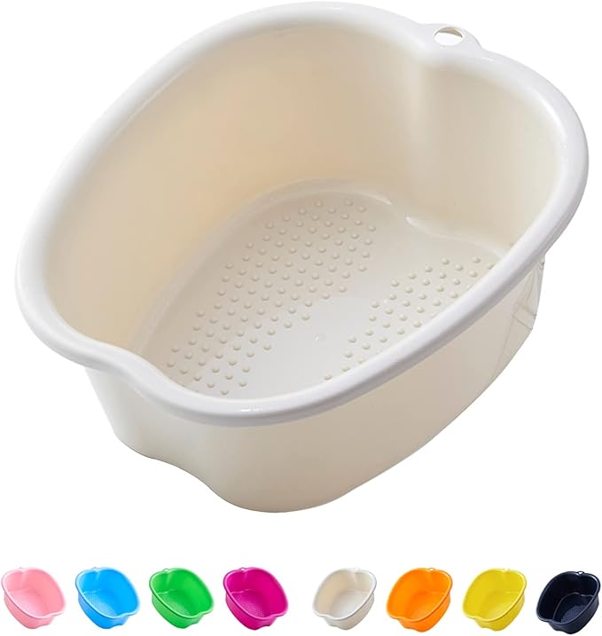 AXLOFO® Foot Soaking Bath Basin, Large Plastic Foot Soaking Tub, Feet Massage Feet Bath Bucket, Great for Getting The Dead/Old Skin Off Your Foots (whitebasin)