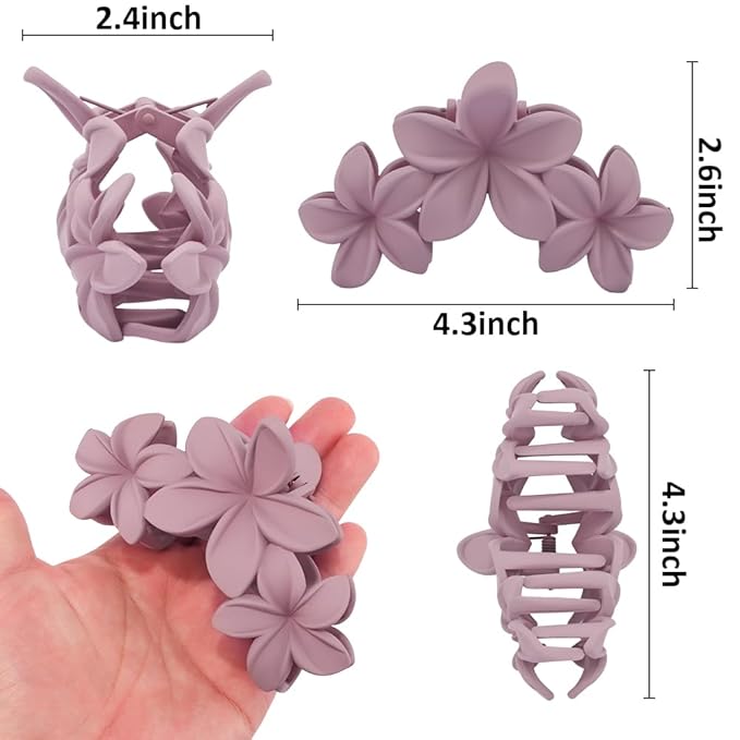 Ahoney 6PCS Flower Hair Clips for Women Strong Hold Nonslip, Big Flower Claw Clip for Thick Hair, Hawaiian Hibiscus Cute Hair Clips Beach Hair Accessories for Women Girls 11