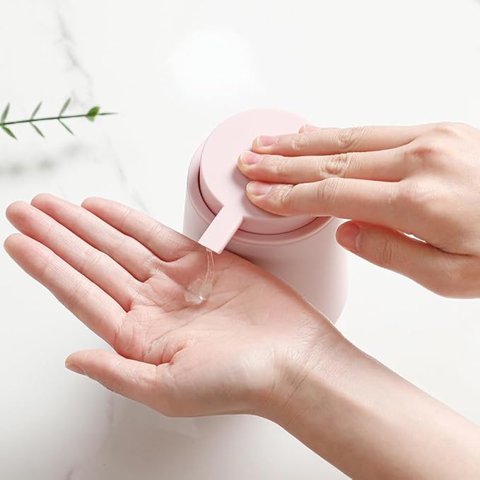 Matte Light Pink Liquid Hand Soap Dispenser Plastic 11 oz - Modern Minimalist Style for Bathroom & Kitchen Countertop Refillable