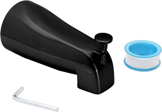 Luomorgo 1 Pc Bath Tub Spout with Diverter, Black Tub Spout Universal Fits 1/2" Copper Water Pipe, Bathroom Shower Bathtub Faucet Spout with Hex Wrench, Thread Tape