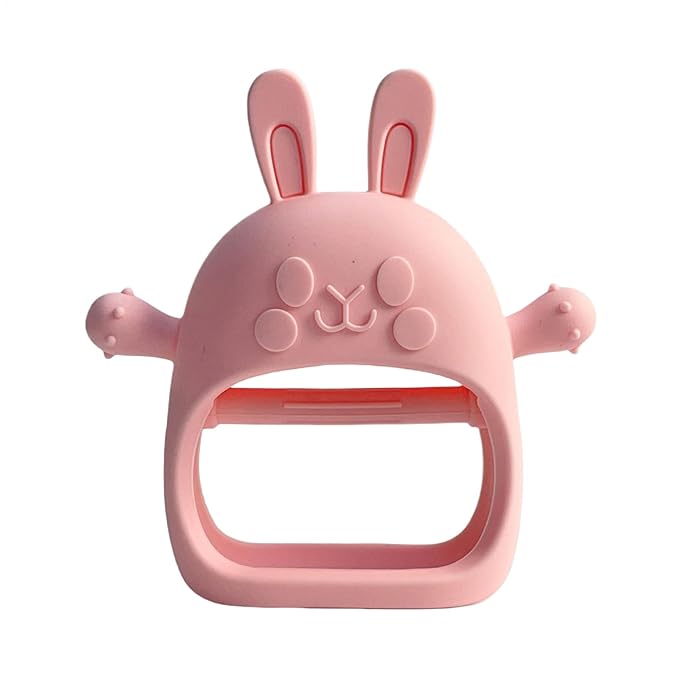 Children Teething Toy, Soft Flexible Texture, 12x12x4.5cm, Gum Massager, Care Accessories, Adorable Bunny Design, Ideal for 6-12 Months Boy Girl