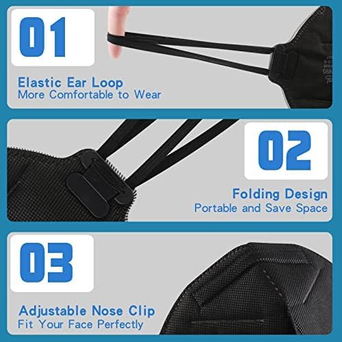 benehal NIOSH Approved N95 Face Masks Particulate Respirators, Pack of 25 N95 Masks, Individually Wrapped, Black