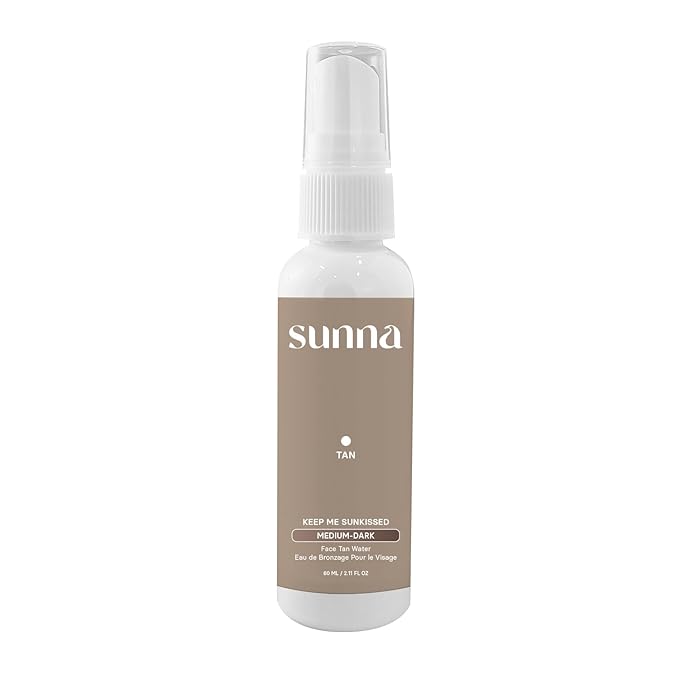 Face Tan Water by SunnaTan - Made with Witch Hazel Water & Hyaluronic Acid - Organic & Natural Ingredients - Non-Sticky and Light-Weight - Face Tanner in Medium/Dark (60mL)