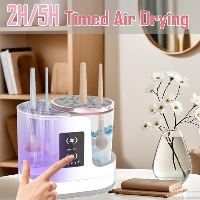 Makeup Brush Cleaner 3 in 1 Electric Makeup Brush Cleaner and Dryer, Automatic Makeup Brush Cleaner Machine with Multi-Hour Drying Settings, Portable Design for All Makeup Brush Types