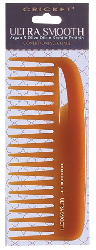 Cricket Ultra Smooth Hair Conditioning Rake Comb with Wide-Tooth Comb Design - Hair Comb Made with Argan Oil, Olive Oil, and Keratin - Ideal for Knot, Curly, Thick, and Frizzy Hair
