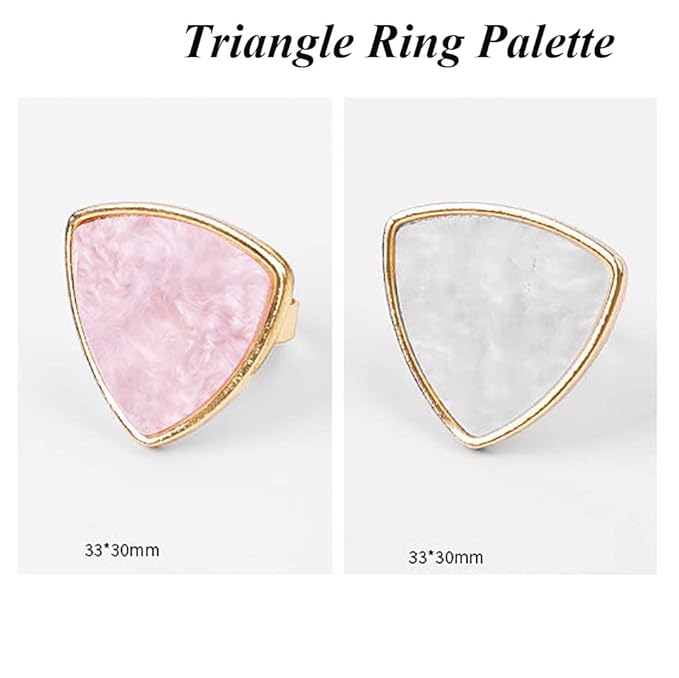 AKOAK Adjustable Mini Nail Ring Tray, Resin Nail Art Gel Makeup Plate Palette, Ring Gel Polishing Mixing Tray DIY Color Plate Nail Art Polishing Paint Plate (Triangle, 2Pcs)