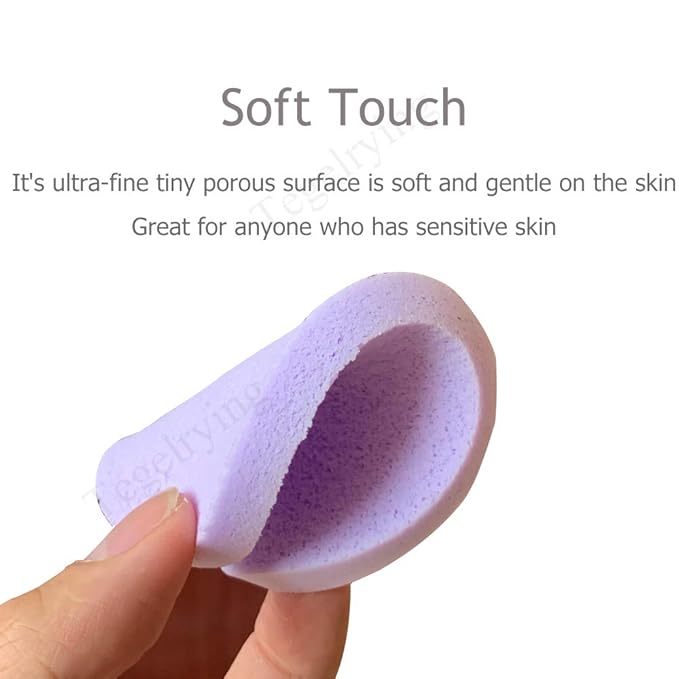 Facial Sponge Compressed,60 Pcs PVA Professional Makeup Removal Wash Round Face Sponges Spa Pads Exfoliating Cleansing for Women,Purple