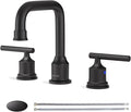 Black Bathroom Faucet 3 Holes, WOWOW Widepread Bathroom Sink Faucets 2 Handle, 8 Inch Vanity Tap with Drain and Supply liness Moddern