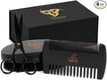 Woden Beard Maintenance Kit - Premium Luxury Black Beard Brush and Comb Gift Set | Mustache and Beard Scissors, Boar Bristle Beard Brush, Fine-Tooth Pearwood Beard Comb, Travel Bag and Gift Box