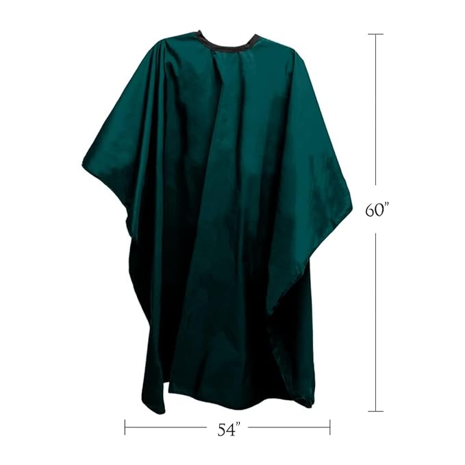 Betty Dain Lightweight Crinkle Nylon Hair Cutting/Styling Cape, Water Resistant, Machine Washable, Permanent Crinkle Nylon, Repels Hair, Snap Closure at Neck, Generous 54 x 60 inch Size, Green