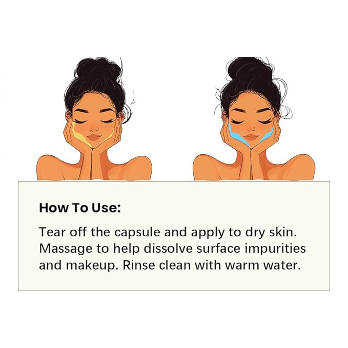 Natural Cleansing Oil – mini portable makeup remover oil, Nourishing and Gentle for Sensitive Skin and All Skin Types, Travel-Friendly, 2ml x 20 Capsules