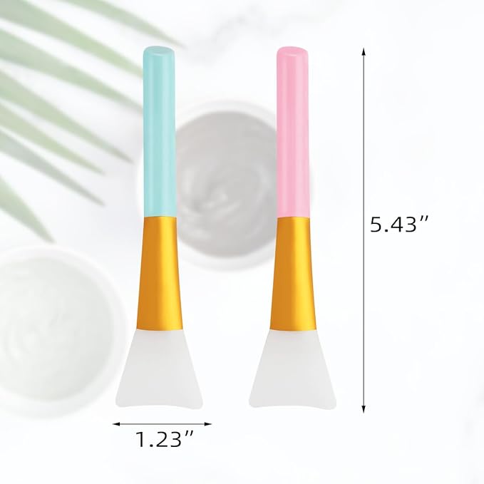 2 Pcs Silicone Face Mask Brush Silicone Mask Applicator Soft Silicone Facial Mud Mask Brushes Face Mask Beauty Tools Hairless Applicator Tool for Body Lotion Butter Clay Mask DIY Mask (Blue + Pink)