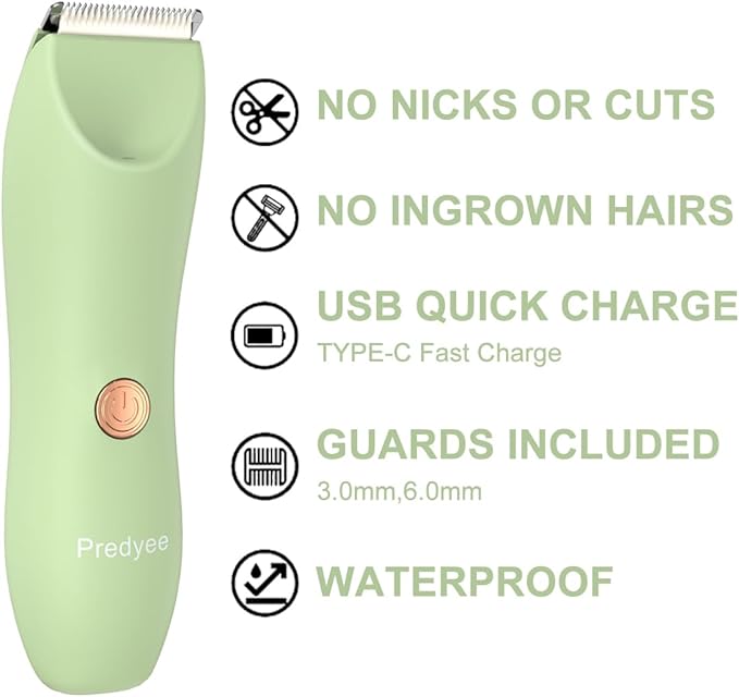Body Hair Trimmer for Men Women - Ball Trimmer Manscape Electric Shaver for Pubic Groin Bikini - IPX7 Waterproof Rechargeable Body Groomer with LED Light Travel Lock - 120Min Runtime