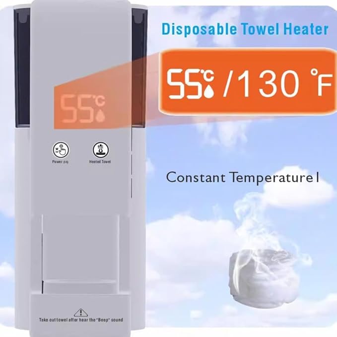 Hot Face Towel Heater Machine, Intelligent Disposable Towel Heating and Compression, 5-Second Warming, Portable Compressed Towels Steamer for Facials, Spa, Cleaning, White