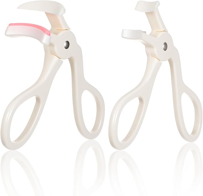 2 Pcs Eyelash Curler, Lash Curler, Quick Natural Curl in 5 Seconds, Comfortable Grip for Long Lasting Curls, White